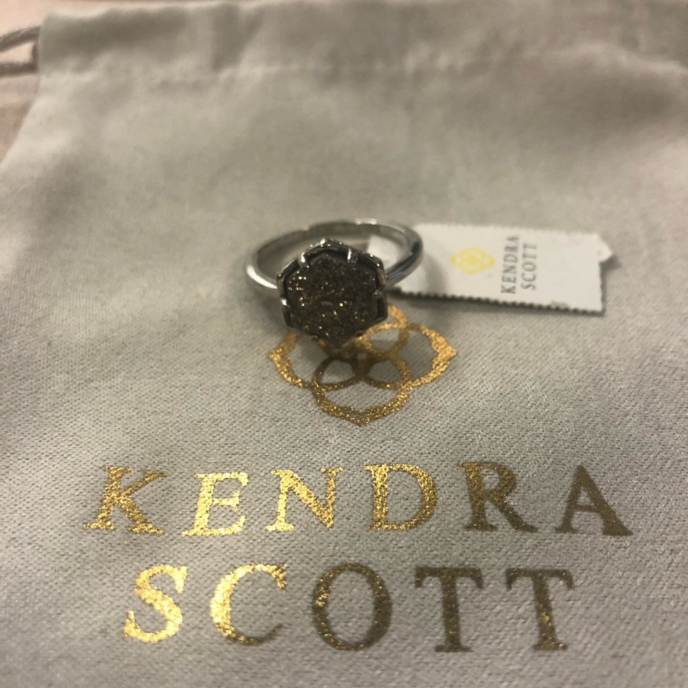 New Kendra Scott Kylie Druzy Platinum Ring Size 7
